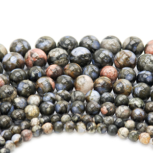 Perles rondes en pierre précieuse naturelle de haute qualité, bleu pailleté, modèle 0062, <span class=keywords><strong>Glaucophane</strong></span>, pour la fabrication de bijoux et de bracelets - Product Image 6