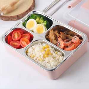 Boîte à lunch Jieyang Lebo 1100 ml de haute qualité, étanche, en acier inoxydable 304, 3/4 compartiments, pour adultes et enfants - Product Image 2