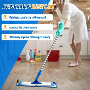 Tête de balai plat en aluminium durable pour le nettoyage des sols, recharge de 40/60/90 cm avec rotation à 360° °   Tête de balai plat rotative avec fixation <span class=keywords><strong>velcro</strong></span> - Product Image 5