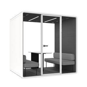 Portable <b>Soundproof</b> Office Booth 4 Person Meeting Pod Modular Acoustic Cabin with Glass Door for Open Workspace Privacy - Product Image 3
