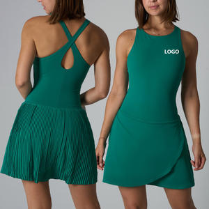 ชุดเทนนิสแบบชิ้นเดียวไม่มีแขน Luyu รุ่นใหม่ล่าสุด กระโปรงออกกำลังกายแบบจีบด้านหลัง พร้อมฟองน้ำเสริมทรง ชุดกีฬาแบบไขว้สำหรับเล่นกีฬา Padel - Product Image 1