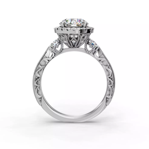 Anillo de compromiso de oro blanco de 14 quilates con diamante de laboratorio, corte brillante redondo, estilo clásico, color D, certificado IGI, para mujer. - Product Image 2