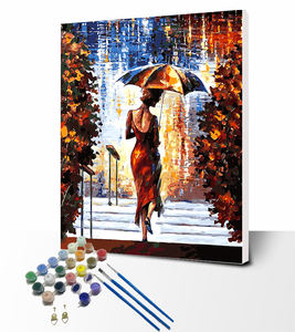 Illustrazione ragazza pittura fai da te su tela disegno per numero kit con vernice acrilica senza pittura cornice all'ingrosso - Product Image 1