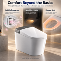 Vente en gros usine WC intelligent de luxe sans réservoir avec bidet intégré, siphon en S, siège chauffant, affichage numérique HD, lumière LED bleue pour salle de bain