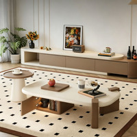 Ensemble de tables basses en bois nordique, design créatif, minimaliste, crème, moderne, table centrale pour la maison, salon, table à thé avec rangement