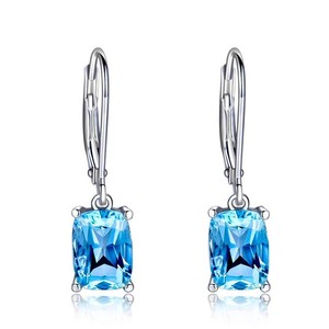 Orecchini pendenti semplici con pietra blu per donna, eleganti orecchini pendenti per uso quotidiano, gioielli da festa, vendita all'ingrosso - Product Image 5