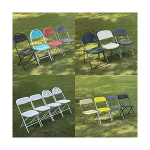 折叠椅花园用塑料廉价批发户外派对婚礼花园白色/黑色粉末涂层户外家具
