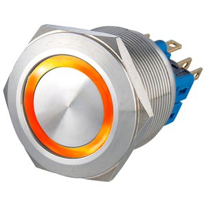 Interruptor de Botón Pulsador Iluminado con Anillo LED Amarillo de 12V, Autoblocante, 1NO1NC, IP65, Impermeable, de Acero Inoxidable, para Control de Electrodomésticos - Product Image 5