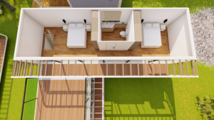 Pergola Esterna Modulare per Terrazza, Casa Prefabbricata Apple Cabin Completa con <span class=keywords><strong>2</strong></span> Bagni, <span class=keywords><strong>2</strong></span> Camere da Letto, <span class=keywords><strong>2</strong></span> Soggiorni e Cucina - Product Image 4