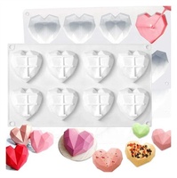 DLC006 Fabriek Leverancier 6 Gat 8 Gat 3D Hart Vorm Siliconen Cakevorm Zeep Maken Mallen Liefde Vorm Kerst Cake mallen