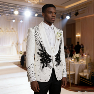 <span class=keywords><strong>Costume</strong></span> de luxe pour <span class=keywords><strong>homme</strong></span>, ensemble 3 pièces, mariage, affaires, smoking <span class=keywords><strong>noir</strong></span> brillant avec strass, coupe ajustée, design élégant - Product Image 1