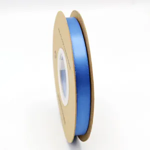 ブルーバードボックスdiy Suppliers-Cheap 10mm Blue Satin Ribbons Wholesale Bright color Ribbon for Gift Wrapping