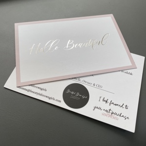 Mini Tarjeta de Agradecimiento de Lujo y Linda, Pequeña, Rosa, con Papel Dorado, Impresión Personalizada para Clientes de Negocios - Product Image 3