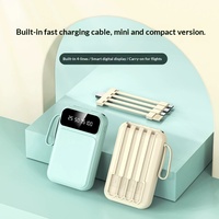 Nouvelle batterie externe mini 20000 mAh grande capacité avec câble intégré, alimentation portable pour mobile, matériau PVC, logo personnalisé