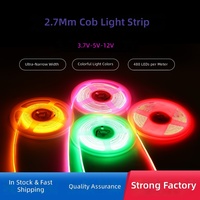 Tira de Luz LED COB Ultra Estrecha de 2.7mm, 8 Colores, 480 LEDs, 3.7V 5V 12V, Regulable, Autoadhesiva, Chip Sanan, Iluminación Decorativa para el Hogar