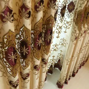 Interno mor cortinas de bordado para sala de estar com valance