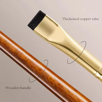 Pinceau à sourcils plat biseauté double face, lame à teinture, poils synthétiques, manche en bois, virole en cuivre, pour eyeliner, marque privée, vente en gros