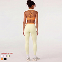 Conjunto Deportivo de 2 Piezas para Mujer con Detalles de Pétalos, Suave como la Mantequilla, Top Halter con Espalda Cruzada, para Gimnasio, Pilates, Absorbe el Sudor