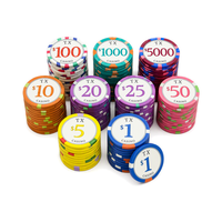 Jetons de poker en céramique personnalisés de 39 mm, qualité casino, sublimation par transfert thermique, étanches, pour Texas Hold'em