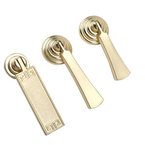 Chinese Style Brushed Gold <b>Cabinet</b> Lever Handle Zinc Alloy Durable Furniture Drawer Pull For <b>Cabinet</b> Doors - Product Image 3