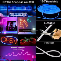 Bande lumineuse LED néon RGB 12V intelligente Tuya Wifi Bluetooth DIY flexible ruban étanche néon corde lumineuse 5m 10m