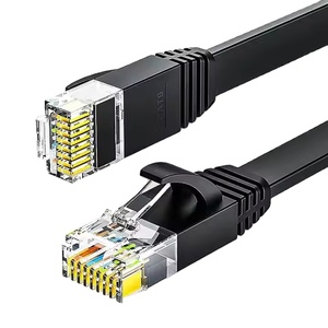 Câble plat de communication <span class=keywords><strong>Ethernet</strong></span> Cat6 haute vitesse 32AWG Conducteur solide BC PVC UTP RJ45 8P8C Câble de raccordement <span class=keywords><strong>Blanc</strong></span> Noir Réseau Lan - Product Image 3