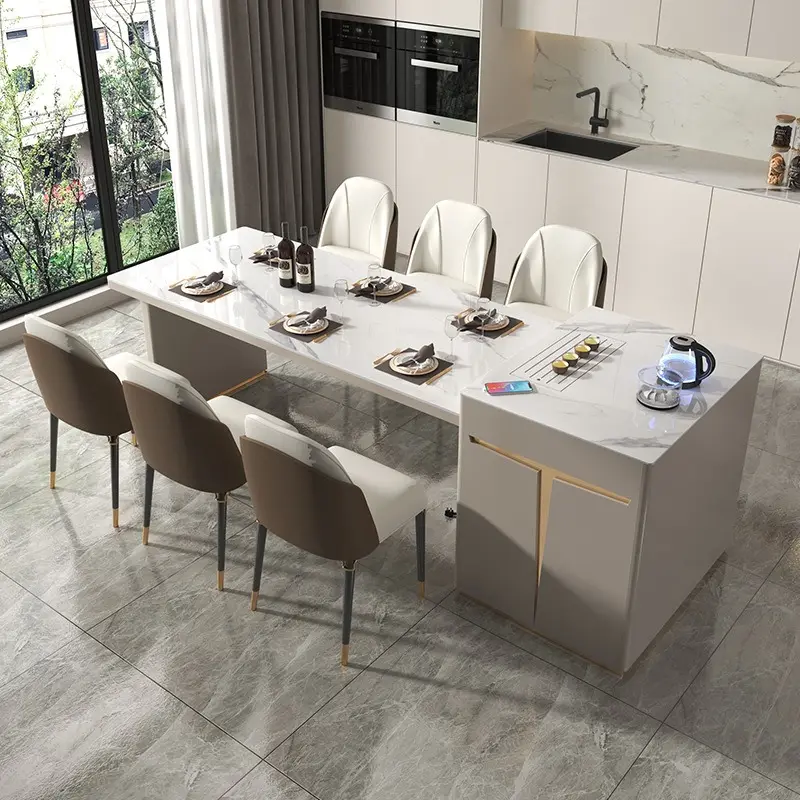 Retractable slate island modern minimalist open kitchen island bar slate dining table island integrated