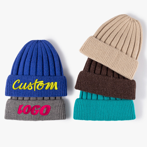 Gorros de Punto Personalizados con Logotipo, <span class=keywords><strong>para</strong></span> Invierno, Lisos, Gruesos, de Terciopelo, Versátiles, al por Mayor - Product Image 1