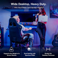 AJUNION 55 pouces RGB LED lumières bureau de jeu ordinateur bureau de joueur avec support de moniteur table de jeu de surface ergonomique en fibre de carbone