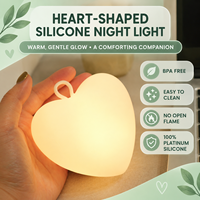 Veilleuse LED tactile mini cœur à intensité variable, 35h d'autonomie, mignonne, décorative, en silicone platine, pour chambre d'enfant, sans BPA
