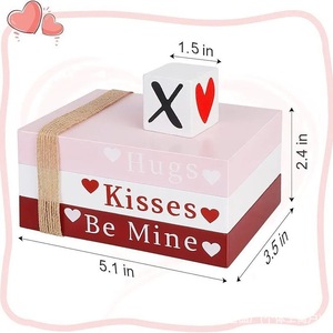 Adorno de escritorio de madera para el día de San Valentín, decoración interior cuadrada pequeña para familias, bodas y fiestas - Product Image 5