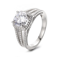 Exquis Vintage 925 Sterling Silver Moissanite Cluster Anneau Rhodium Placage pour Fiançailles Anniversaire Véritable Fine Jewelry