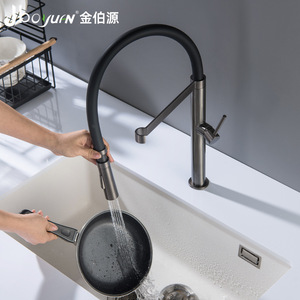 Jboyurn Kitchen Faucet 304 Stainless Steel Single Handle 360 Degree Rotate Modern Deck Mounted Water Tap - Product Image 3