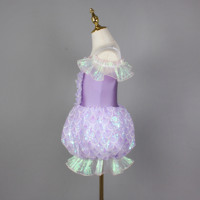 Robe de danse sirène en tulle à paillettes violet pastel pour enfants, costume de spectacle enchanté avec des ailes irisées, costume de danse