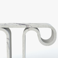 Table console en marbre blanc, cadre en forme de vague sinusoïdale, meuble sculptural pour entrée et couloir, maison de rêve