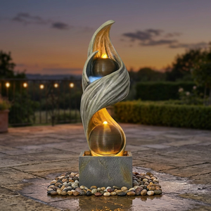 Fontaine Cascade LED Solaire Moderne et Artificielle pour Intérieur/Extérieur, en Résine, Décoration <span class=keywords><strong>de</strong></span> <span class=keywords><strong>Jardin</strong></span> <span class=keywords><strong>Zen</strong></span> pour Maison et <span class=keywords><strong>Jardin</strong></span>, Idéale pour Pendaison <span class=keywords><strong>de</strong></span> Crémaillère - Product Image 3