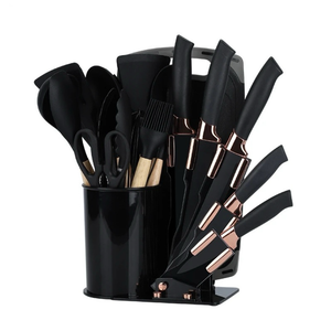Hot Sell 19pcs Heat Resistant Silicone <strong>Kitchen</strong> <strong>Accessories</strong> With <strong>Wood</strong> Handle <strong>and</strong> Cuttings Board Storage Bucket <strong>Kitchen</strong> Gadget Set - Product Image 6