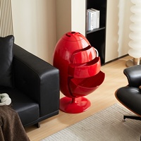 Cubo de Basura con Forma de Huevo de Dinosaurio, Contenedor de Almacenamiento de Plástico Creativo, Mueble Multiusos con 6 Estantes, Diseño Moderno y Ecológico para Sala de Estar