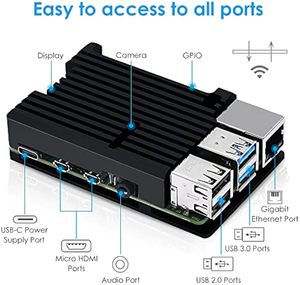Caso Aismartlink para <span class=keywords><strong>Raspberry</strong></span> <span class=keywords><strong>Pi</strong></span> 4B, Caso Armadura <span class=keywords><strong>Pi</strong></span> <span class=keywords><strong>4</strong></span>, estojo de Alumínio <span class=keywords><strong>Pi</strong></span> <span class=keywords><strong>4</strong></span> com Resfriamento Passivo/Dissipação de Calor Shell - Product Image 2