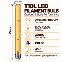 Ampoule tubulaire longue à filament LED rétro E26 E27, verre ambré 2200K, pour usage résidentiel et paysager, certifiée UL CE UKCA, directement de l'usine
