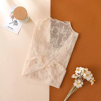 Chemisier en maille transparente sexy à manches longues pour femme, style vintage, respirant, en dentelle, idéal pour l'été