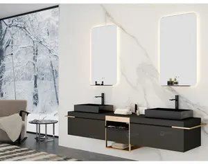 GODI Modern Elegant High End Luxury Wall Mount Bathroom Cabinet Vanity With Sink For Bathroom Designed By Switzerland Designer