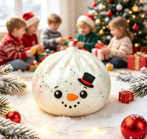 Christmas Snowman <b>Glitter</b> Dumpling Squishy Soft Squeeze Fidget Toy Stress Relief Sensory Toy Gift for Kids and Adult - Product Image 4