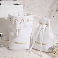 Pochette de voyage portable en polyester et coton à fond rond avec cordon de serrage pour cosmétiques, soins de la peau, parfums et articles de toilette