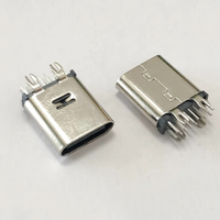 Connecteur femelle USB 3.1 Type C 14 broches en forme de harpon Montage vertical DIP à quatre pattes Connecteur USB de longueur 10mm