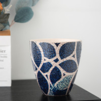 Pot Keramik Motif Biru dan Putih untuk Tanaman, Pot untuk Tanaman Indoor, Pot Hias dan Pot Bunga