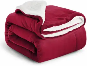 Disesuaikan tebal hangat ukuran Ratu mewah melempar selimut Sherpa untuk tempat tidur