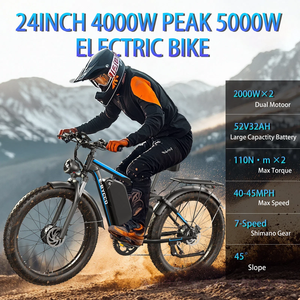 Vélo Électrique Puissant à Pneus Larges 52V 4000W avec Batterie au Lithium 32AH, Cadre en Aluminium 24 Pouces et 7 Vitesses – Expédition depuis l'Entrepôt Outre-mer du Royaume-Uni - Product Image 4