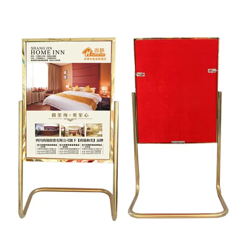 Stainless Steel Billboard Hotel Sign L-type Floor Type Notice Board Thickened Welcome Board Display Stand