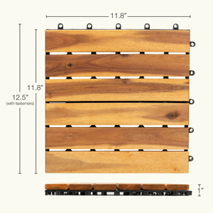 Baldosas de Madera Natural <span class=keywords><strong>para</strong></span> <span class=keywords><strong>Patio</strong></span>, Entrelazadas, de 12" x 12", Disponibles en Almacén de EE. UU. - Product Image 3
